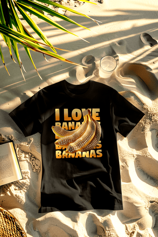 I love Bananas juodi marškinėliai - MONYMOOD
