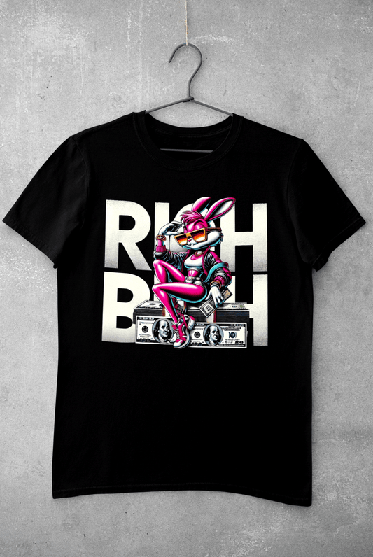 Rich Bitch juodi marškinėliai - MONYMOOD