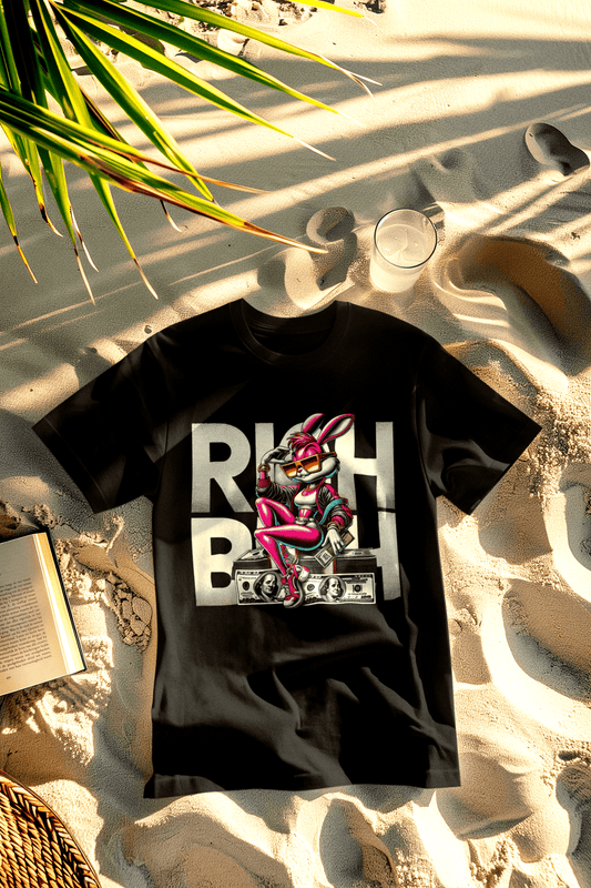 Rich Bitch juodi marškinėliai - MONYMOOD