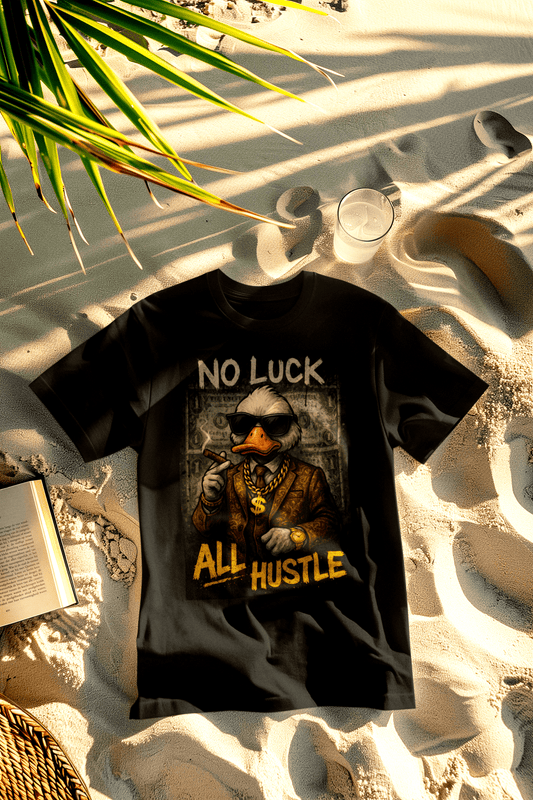 No Luck, All Hustle juodi marškinėliai - MONYMOOD