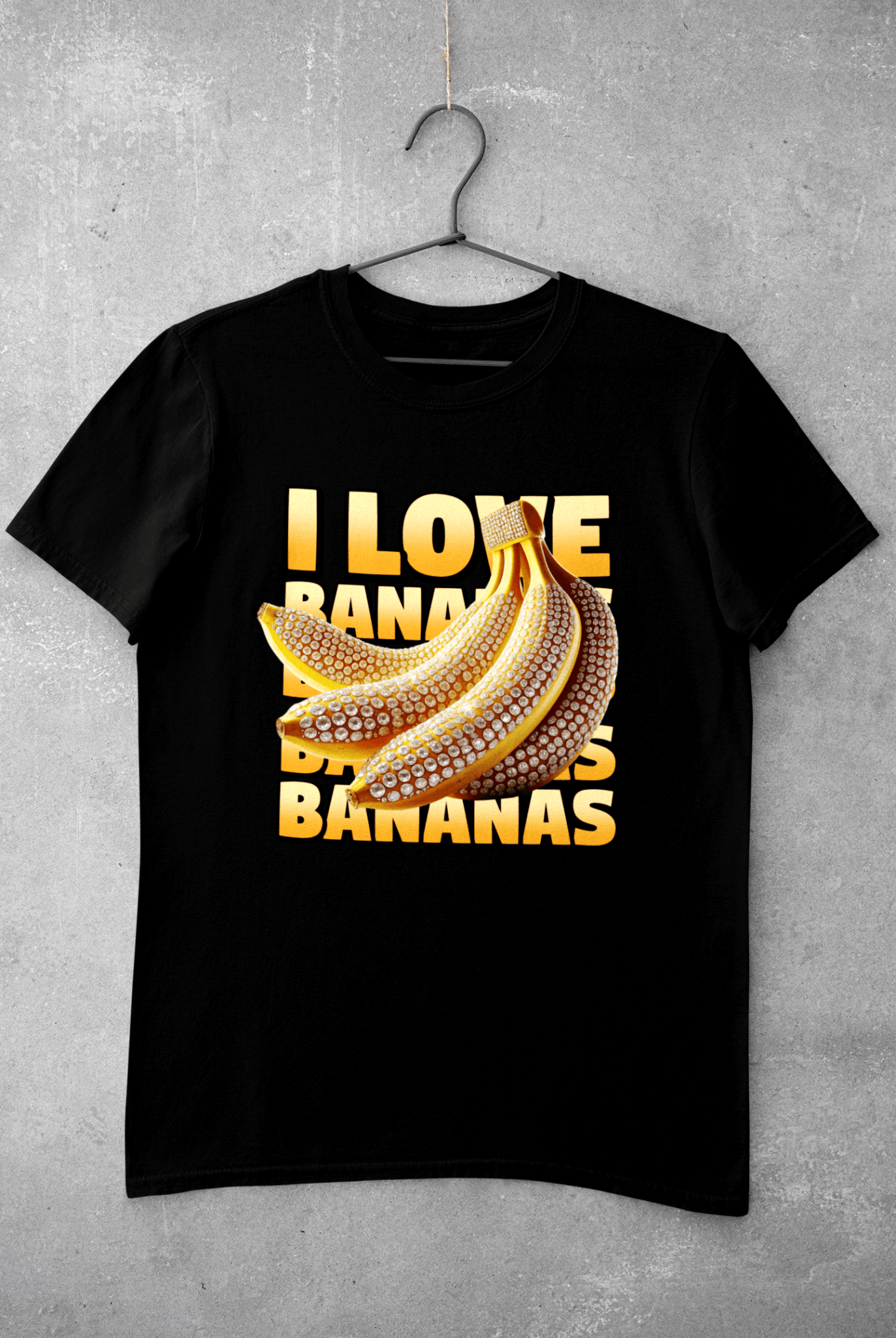 I love Bananas juodi marškinėliai - MONYMOOD