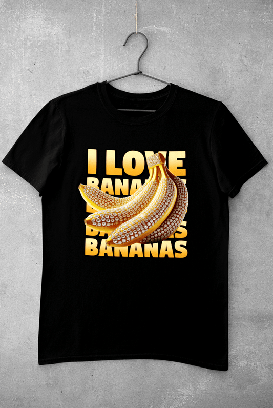 I love Bananas juodi marškinėliai - MONYMOOD
