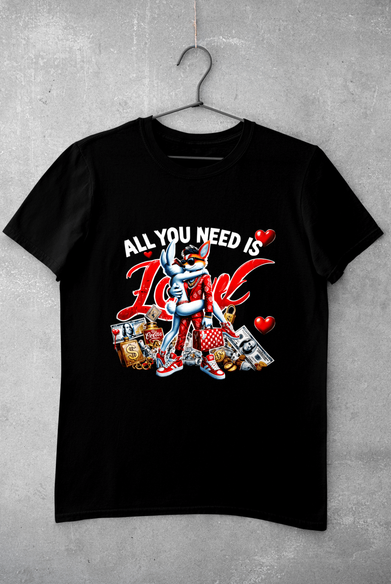 All you need is love juodi marškinėliai - MONYMOOD