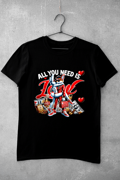 All you need is love juodi marškinėliai - MONYMOOD
