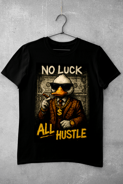 No Luck, All Hustle juodi marškinėliai - MONYMOOD