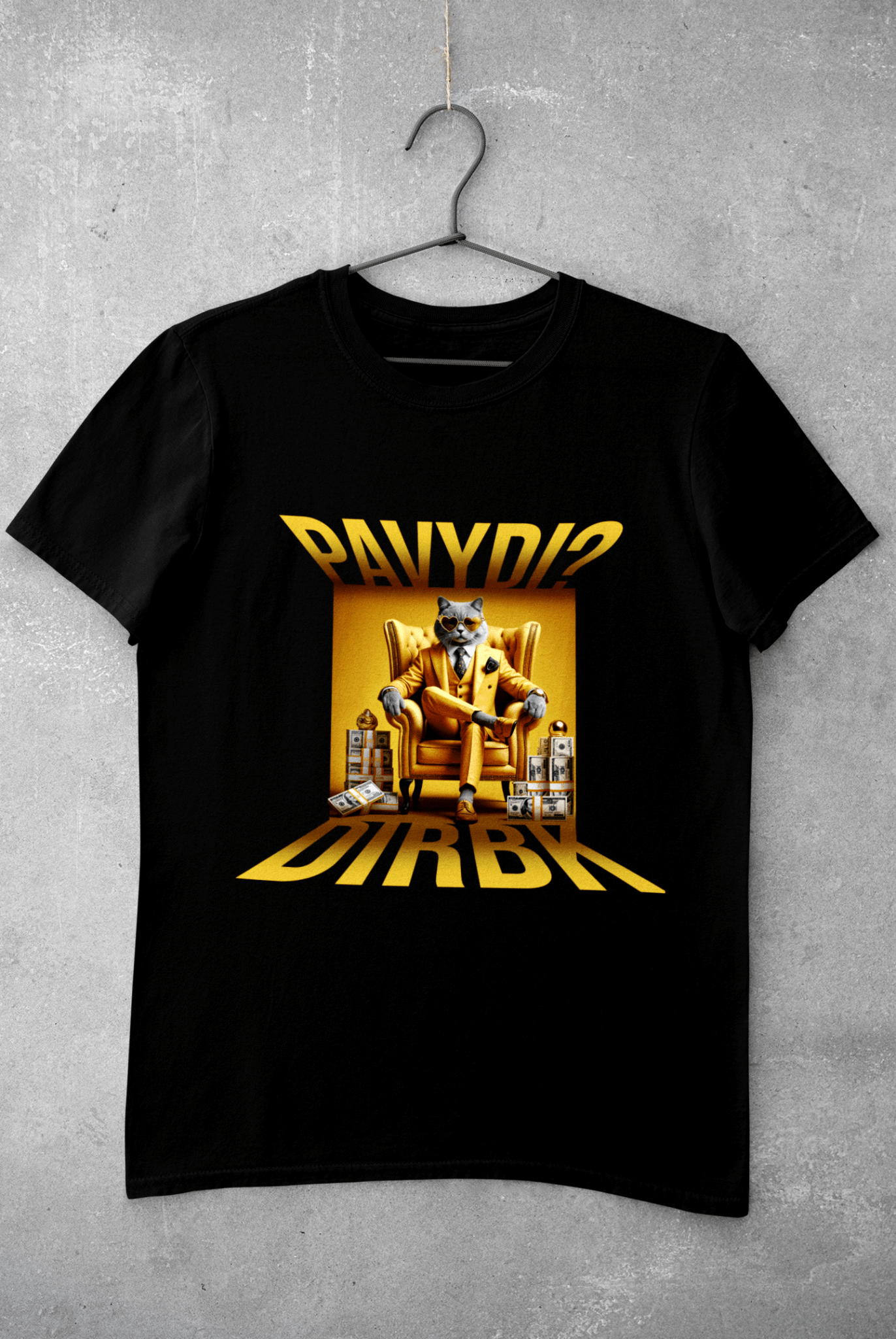 Pavydi? Dirbk juodi marškinėliai - MONYMOOD