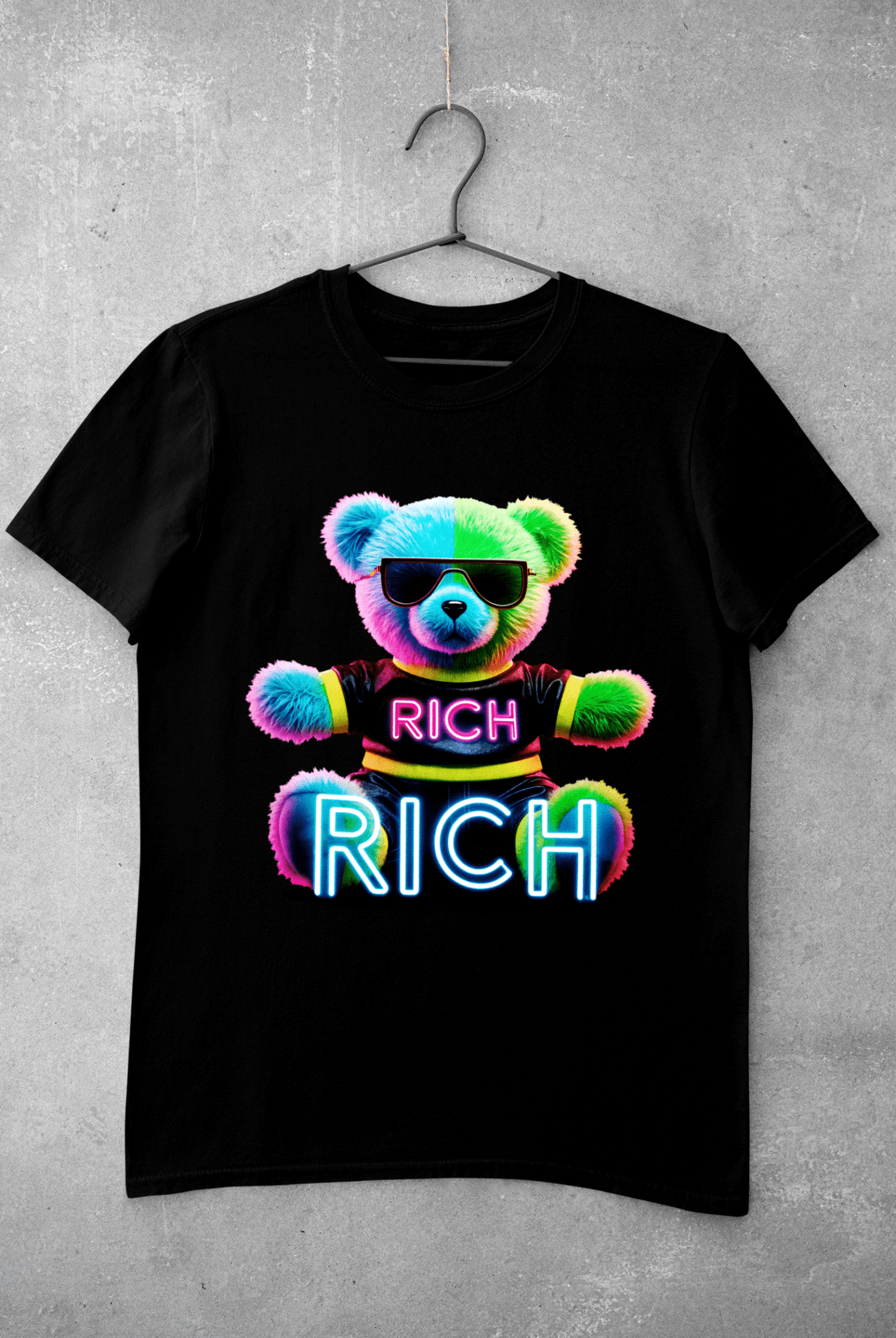 RICH bear juodi marškinėliai - MONYMOOD