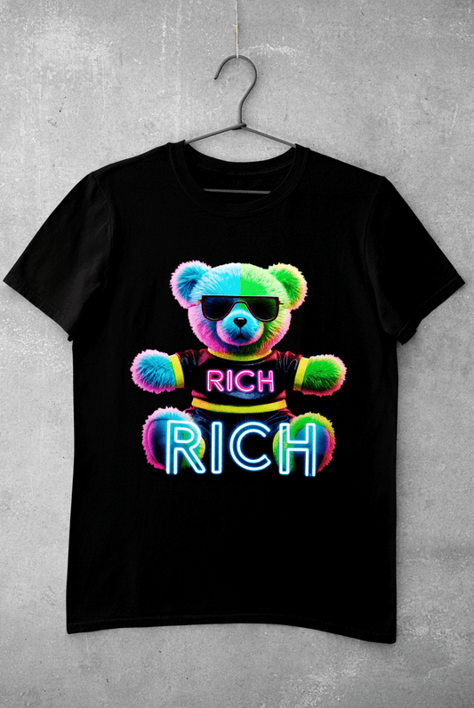 RICH bear juodi marškinėliai - MONYMOOD